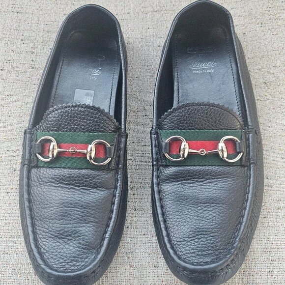 Gucci Men Shoes Slip On Loafer Black Leather Upper Made in Italy Size 40.5 Auth - Picture 3 of 15
